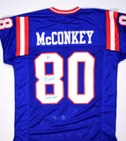 Phil McConkey Autographed Blue Pro Style Jersey w/SB Champs- Beckett *Blue