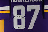 TJ HOCKENSON (Vikings purple TOWER) Signed Autographed Framed Jersey Beckett