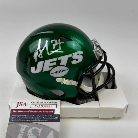 Autographed/Signed Nick Mangold New York Jets Football Mini Helmet JSA COA