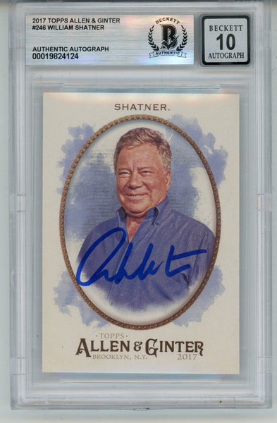 William Shatner Signed 2017 Topps Allen & Ginter 246 10 auto Card Slab BAS 57122