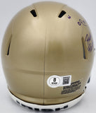 RUDY RUETTIGER AUTOGRAPHED NOTRE DAME MINI HELMET PLAY SKETCH BECKETT 244039