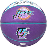 JOHN STOCKTON AUTOGRAPHED PURPLE CITY EDITION BASKETBALL JAZZ BECKETT 224372