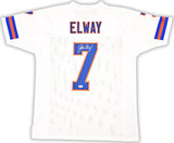 DENVER BRONCOS JOHN ELWAY AUTOGRAPHED WHITE JERSEY BECKETT BAS WITNESS 220369