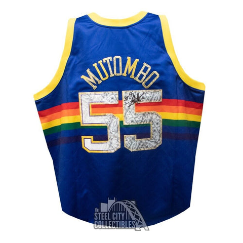 Dikembe Mutumbo Autographed Denver Nuggets M&N Blue Basketball Jersey - Fanatics