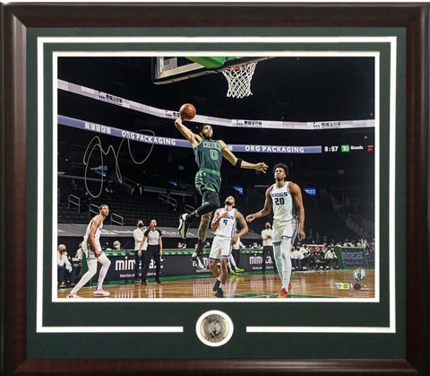 Jayson Tatum Celtics signed 16x20 Dunk Photo Framed Autograph Fanatics COA