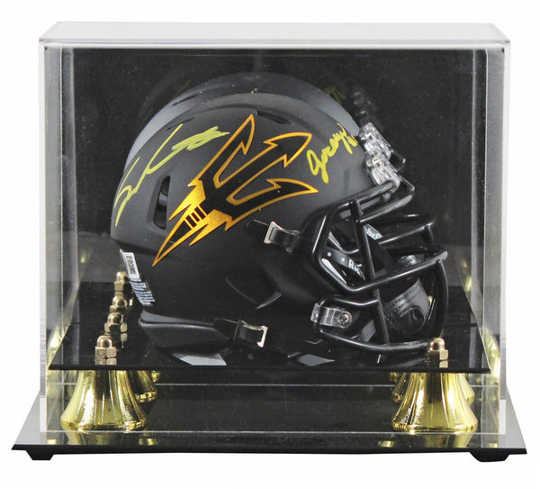 ASU Sam Leavitt & Jordyn Tyson Signed Black Speed Mini Helmet W/ Case BAS Wit