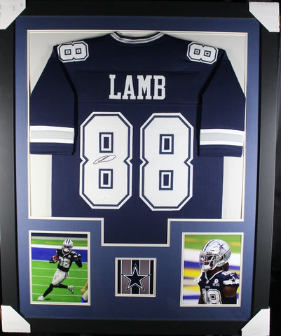 CEEDEE LAMB (Cowboys navy TOWER) Signed Autographed Framed Jersey JSA