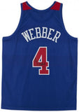 Framed Chris Webber Bullets Signed Mitchell & Ness 96-97 Red& Jersey