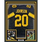 Framed Signed Kaleb Johnson 35x39 Pittsburgh Color Rush Jersey Beckett COA
