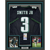 Framed Autographed/Signed Nolan Smith Jr 35x39 Philadelphia Black Jersey JSA COA