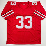 Autographed/Signed Jack Sawyer Ohio State Red College Jersey Beckett BAS COA