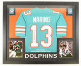 Dan Marino Signed Miami Dolphins 35" x 43" Framed Stat Jersey (JSA) Q.B.