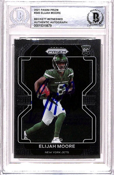 Elijah Moore Autographed/Signed 2021 Prizm #346 Trading Card Beckett 38705