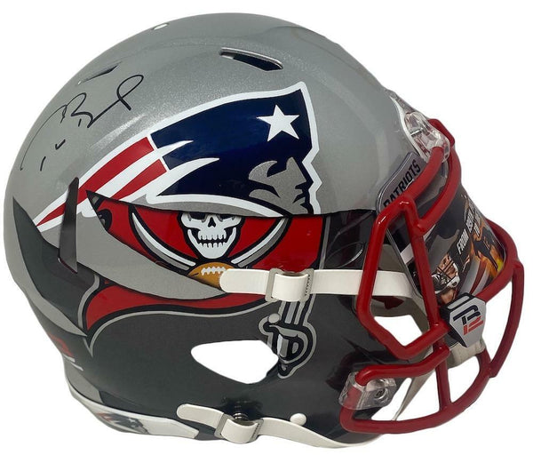 TOM BRADY Autographed Patriots / Bucs Mashup Authentic Helmet FANATICS LE 12