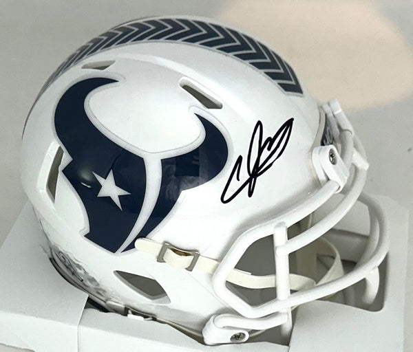 Texans ANDRE JOHNSON Signed Riddell 2024 SALUTE Speed Mini Helmet AUTO - BAS
