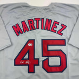 Autographed/Signed Pedro Martinez Boston Grey Jersey Beckett BAS COA