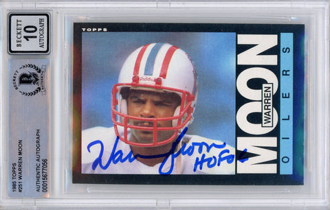 Warren Moon Autographed 1985 Topps #251 (Grade 10) Slabbed BAS 39894