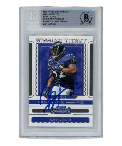 Ray Lewis Autographed/Signed 2019 Panini Contenders #WT-5 Beckett 39420
