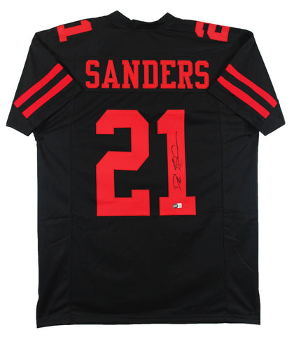 Deion Sanders Authentic Signed Black Pro Style Jersey w/ Red Numbers BAS Witness