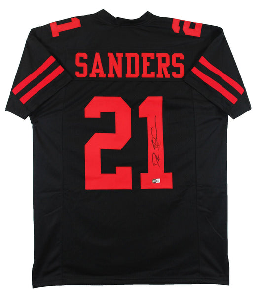 Deion Sanders Authentic Signed Black Pro Style Jersey w/ Red Numbers BAS Witness