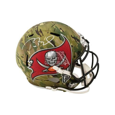 Tom Brady Autographed Buccaneers Camo Replica Full-Size Helmet - Fanatics LOA