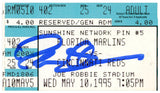 Deion Sanders Signed Cincinnati Reds 5/10/1995 @ Marlins Ticket BAS 37163