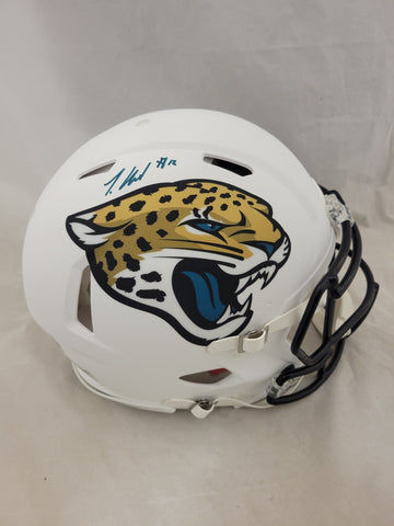 TRAVIS HUNTER SIGNED JACKSONVILLE JAGUARS ALT SPEED AUTHENTIC HELMET BECKETT QR
