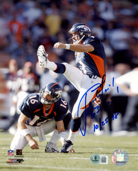 Jason Elam Autographed/Signed Denver Broncos 8x10 Photo Beckett 57715