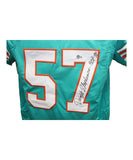 Dwight Stephenson Autographed/Signed Pro Style Teal HOF Jersey Beckett 41176
