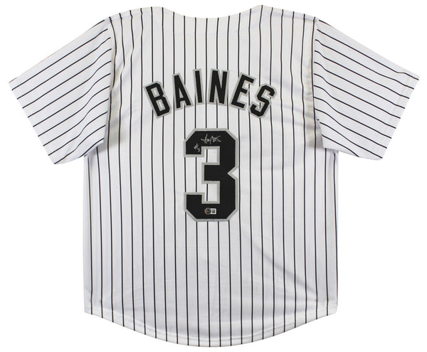 Harold Baines Authentic Signed White Pro Style Jersey Autographed BAS Witnessed