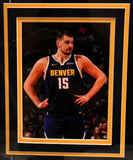Nikola Jokic Autographed Blue Nike Nuggets Jersey in Deluxe Frame