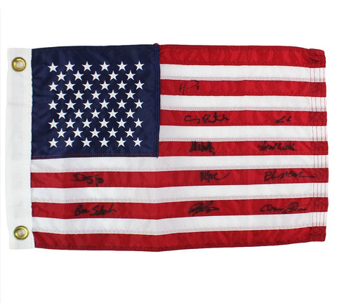 Multi-Signed Miracle on Ice USA Flag with 11 Signatures Including Mike Eruzione