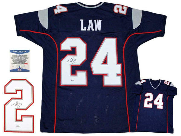Ty Law Autographed SIGNED Jersey - Navy - Beckett Authentic