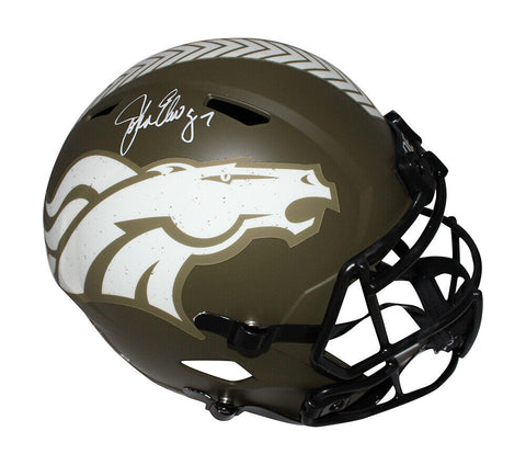 John Elway Signed Denver Broncos F/S Salute Helmet Beckett 40856