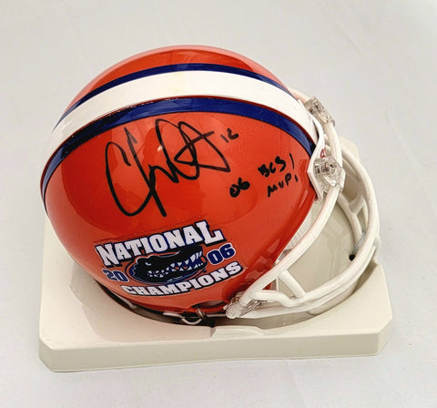 Chris Leak Signed Gators 2006 National Champions Mini Helmet W/ 06 BCS MVP BAS