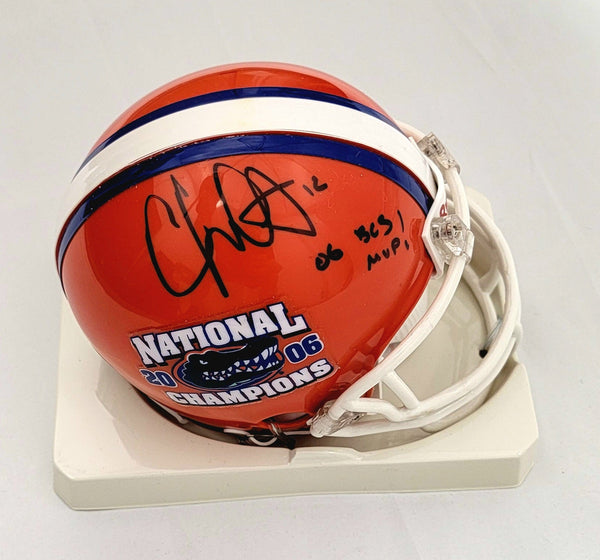 Chris Leak Signed Gators 2006 National Champions Mini Helmet W/ 06 BCS MVP BAS