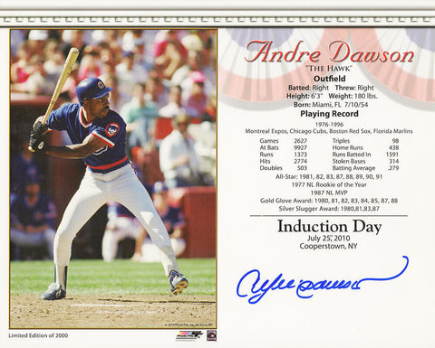 Andre Dawson Signed Chicago Cubs Hall of Fame Induction Day 8x10 Photo -(SS COA)
