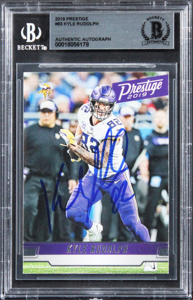 Vikings Kyle Rudolph Authentic Signed 2019 Prestige #63 Card BAS Slabbed 2