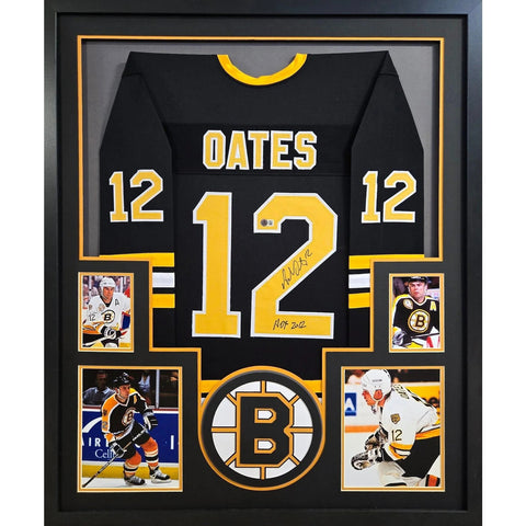 Adam Oates Autographed Signed Framed Black Boston Bruins Jersey BECKETT
