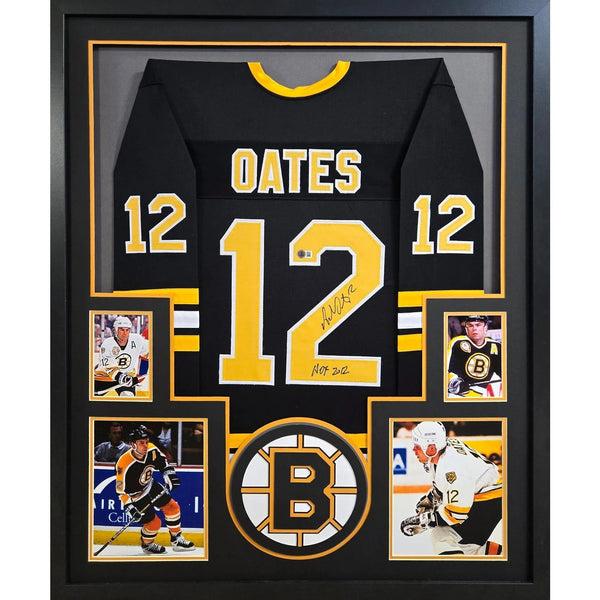 Adam Oates Autographed Signed Framed Black Boston Bruins Jersey BECKETT