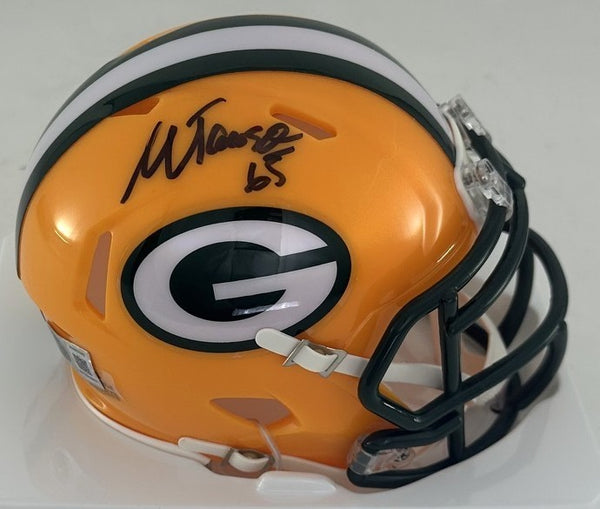 Packers MARK TAUSCHER #65 Signed Riddell Speed Mini Helmet AUTO - Badgers - BAS
