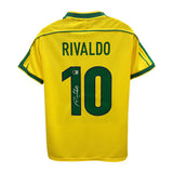 Rivaldo Signed Brazil Home Soccer Jersey #10 with Beckett COA