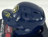 Milwaukee Brewers CHRISTIAN YELICH Signed Rawlings BLUE Mini Helmet AUTO - JSA