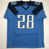 Autographed/Signed CHRIS JOHNSON Tennessee Powder Blue Football Jersey JSA COA