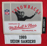 Falcons Deion Sanders "HOF 2011" Signed Red Mitchell & Ness Jersey BAS Witness