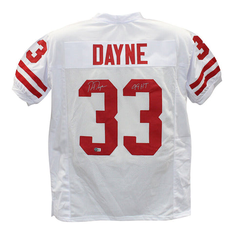 Ron Dayne Autographed/Signed College Style White XL Jersey 99 H Beckett 39336