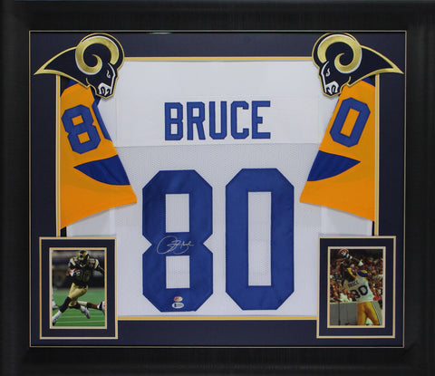 Rams Isaac Bruce Authentic Signed White Framed Jersey Autographed BAS