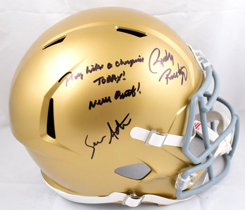 Rudy Ruettiger Sean Astin Signed Notre Dame F/S Speed Helmet w/2 Insc.-BA W Holo