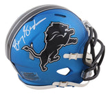 Barry Sanders Signed Detroit Lions Alternate Blue Mini Speed Helmet Schwartz