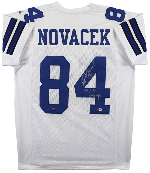 Jay Novacek "3x SB Champ" Authentic Signed White Pro Style Jersey BAS Witnessed